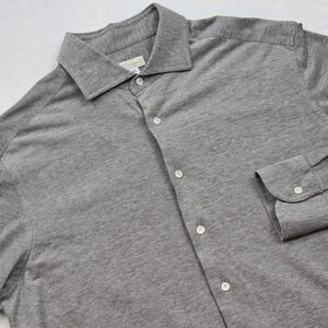 Doriani Milano Button Up Mens XL Grey Cotton Jersey Knit Italian Luxury Business